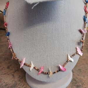 Southwestern Fetish Necklace Carved Stone Animal Birds Bear Zuni Style Vintage